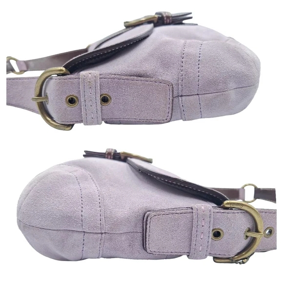 Vintage Y2K Coach Soho 9688 Demi Flap Lilac Suede Hobo Bag - Picture 6 of 13